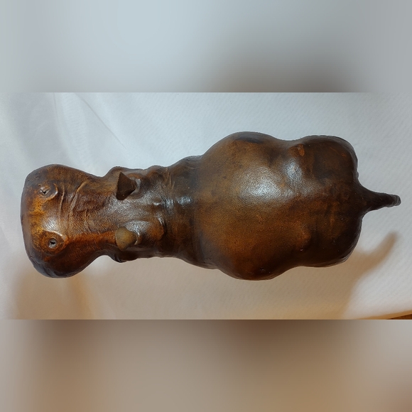 Vintage Leather Wrapped Hippo Figurine - Picture 6 of 6